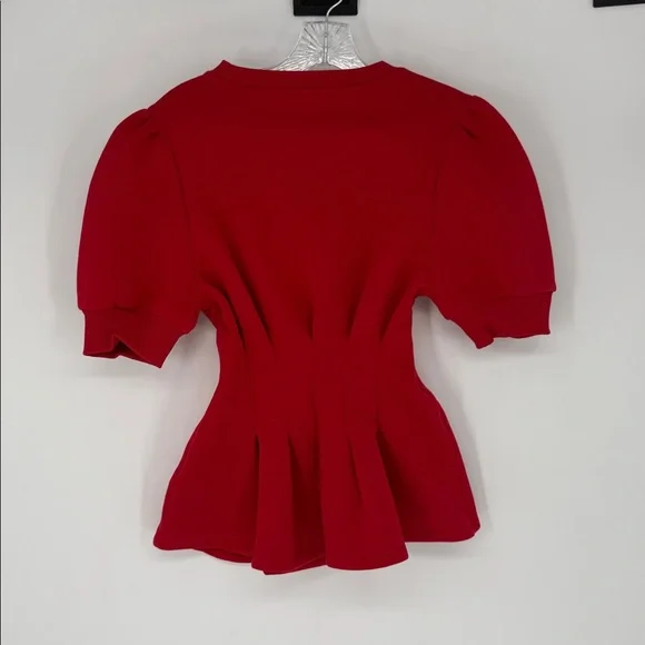 NWT ANTHROPOLOGIE Maeve Puff Sleeve Pleated-Waist Peplum Top SIZE S - Picture 6 of 6